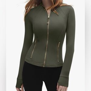 SUUKSESS Cropped Zip Up Workout Jacket Green Size Small